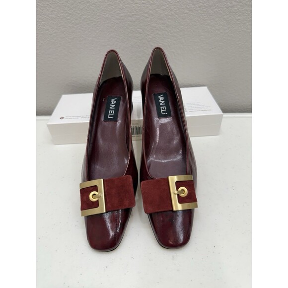 Vaneli Heels Size 9 N Red Leather Pumps Buckle Fall Winter Formal - Picture 3 of 10